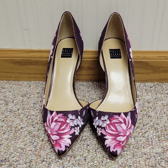 White House Black Market Shoes - White House Black Market Ella Cabernet Floral Print Heels, Women's Sz 8